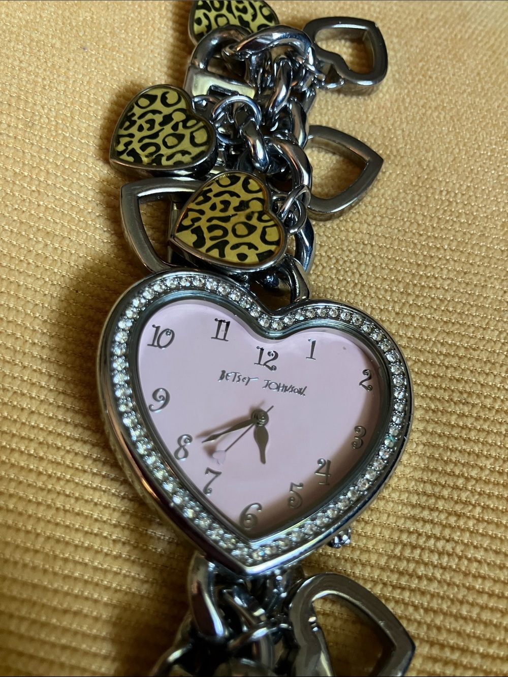 Betsy Johnson Cheetah Hearts Charm Watch